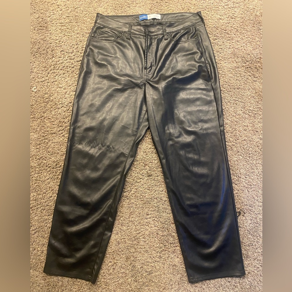 Old Navy Faux Leather Pants Loose Fit High Rise